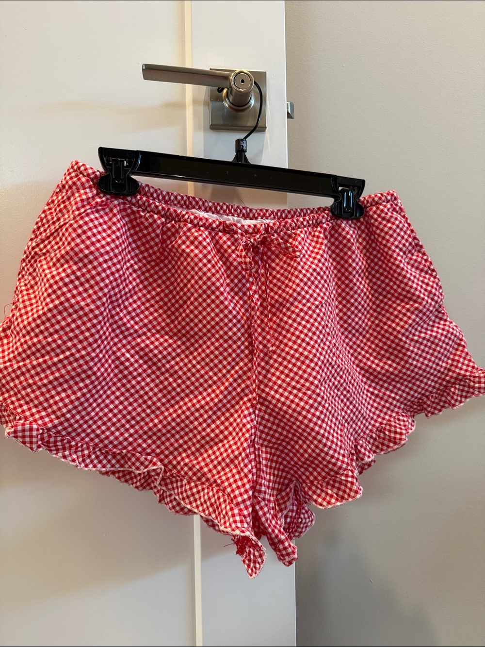 PARKE x Target Mid-Rise Woven Drawstring Shorts Red & White Medium
